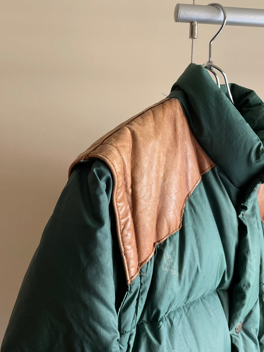 80s-90s Chevignon "Leather Yoke Down Jacket"