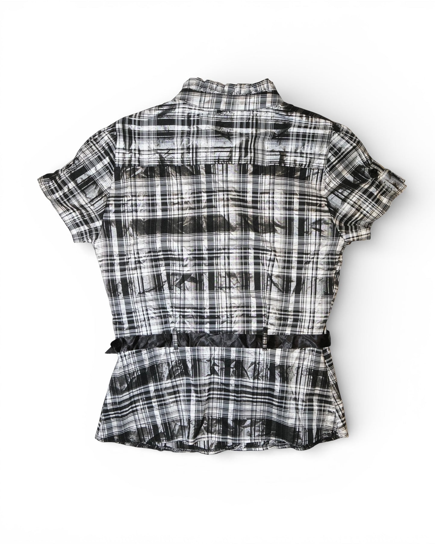 Ribbon Waist Check Blouse