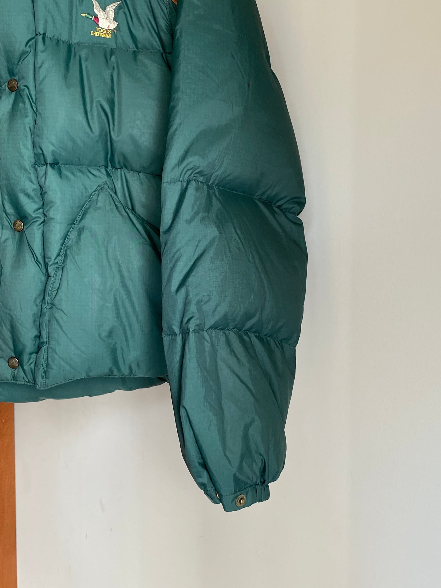 80s-90s Chevignon "Leather Yoke Down Jacket"