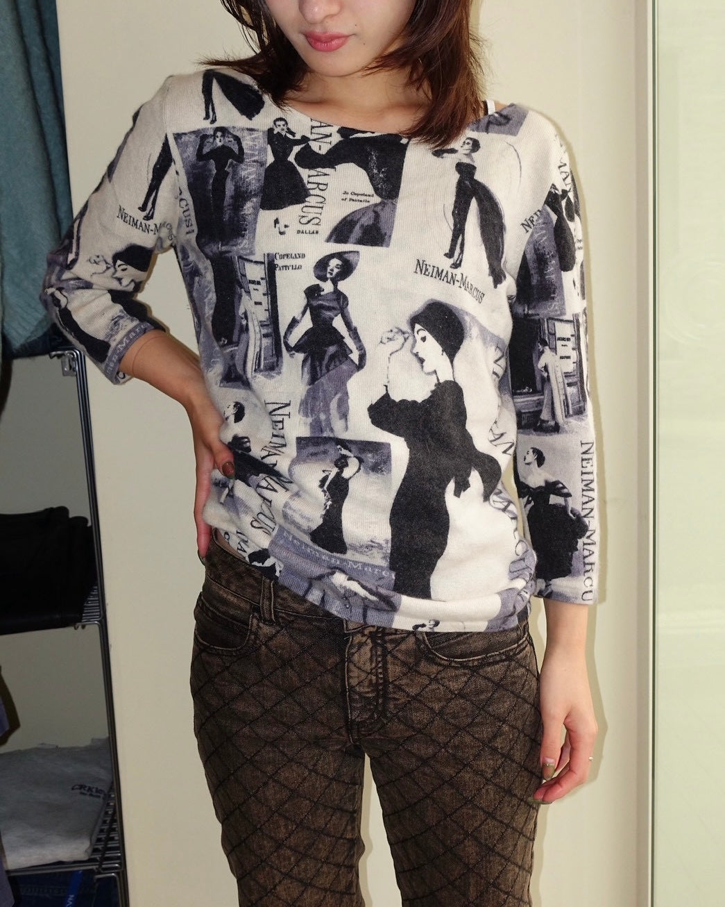 Neiman Marcus Graphic Cashmere Knit