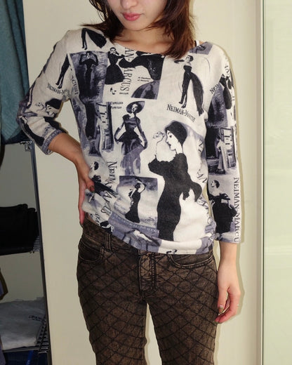 Neiman Marcus Graphic Cashmere Knit