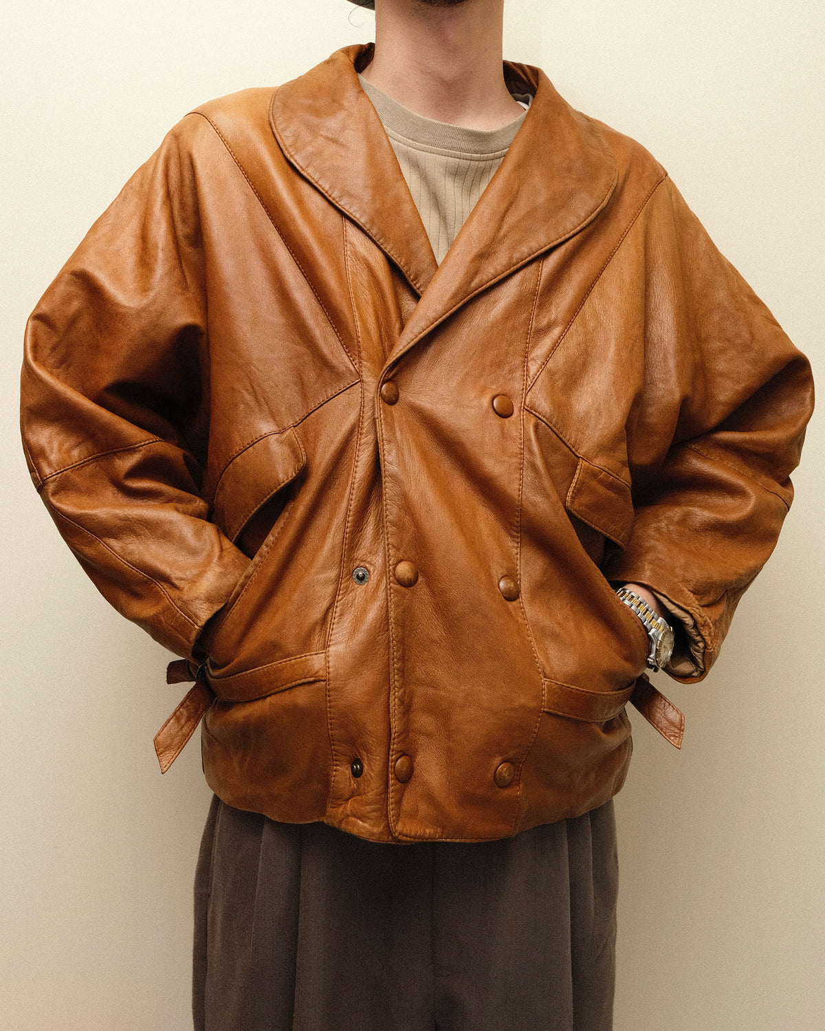 Dolman Sleeve Leather Jacket