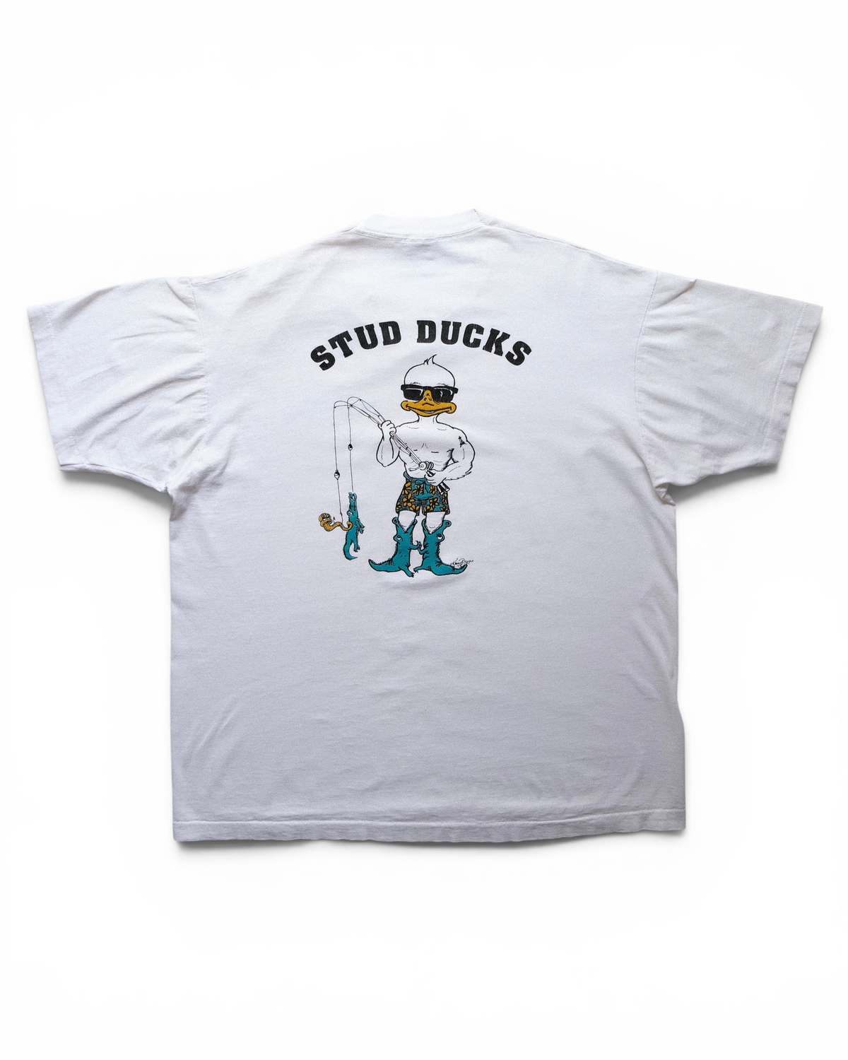 90s FRUIT OF THE LOOM - AQUA STUD DUCKS “Original Crew ’89”