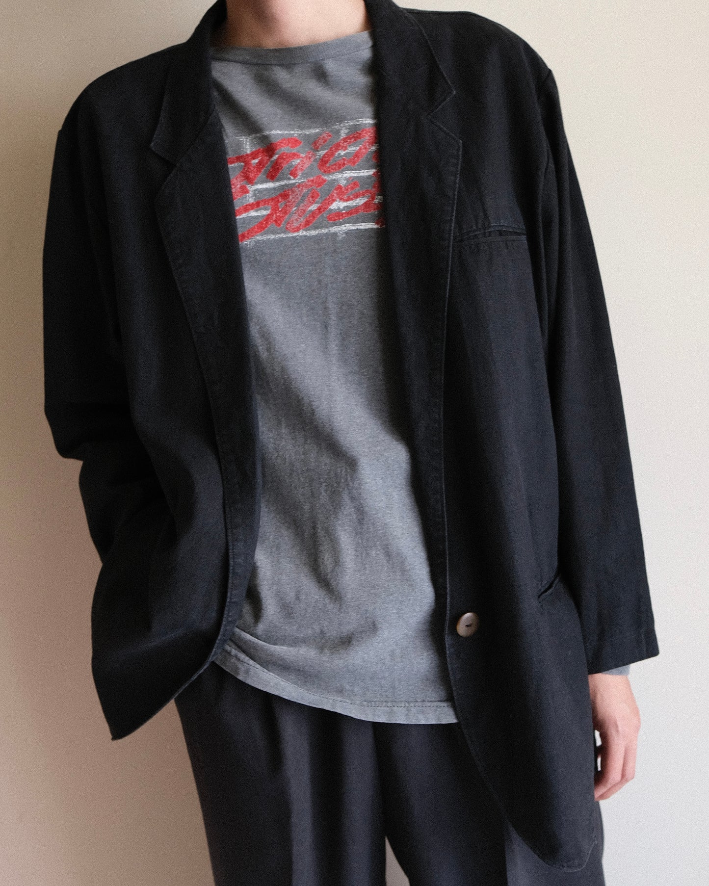 Black Cotton Linen Jacket