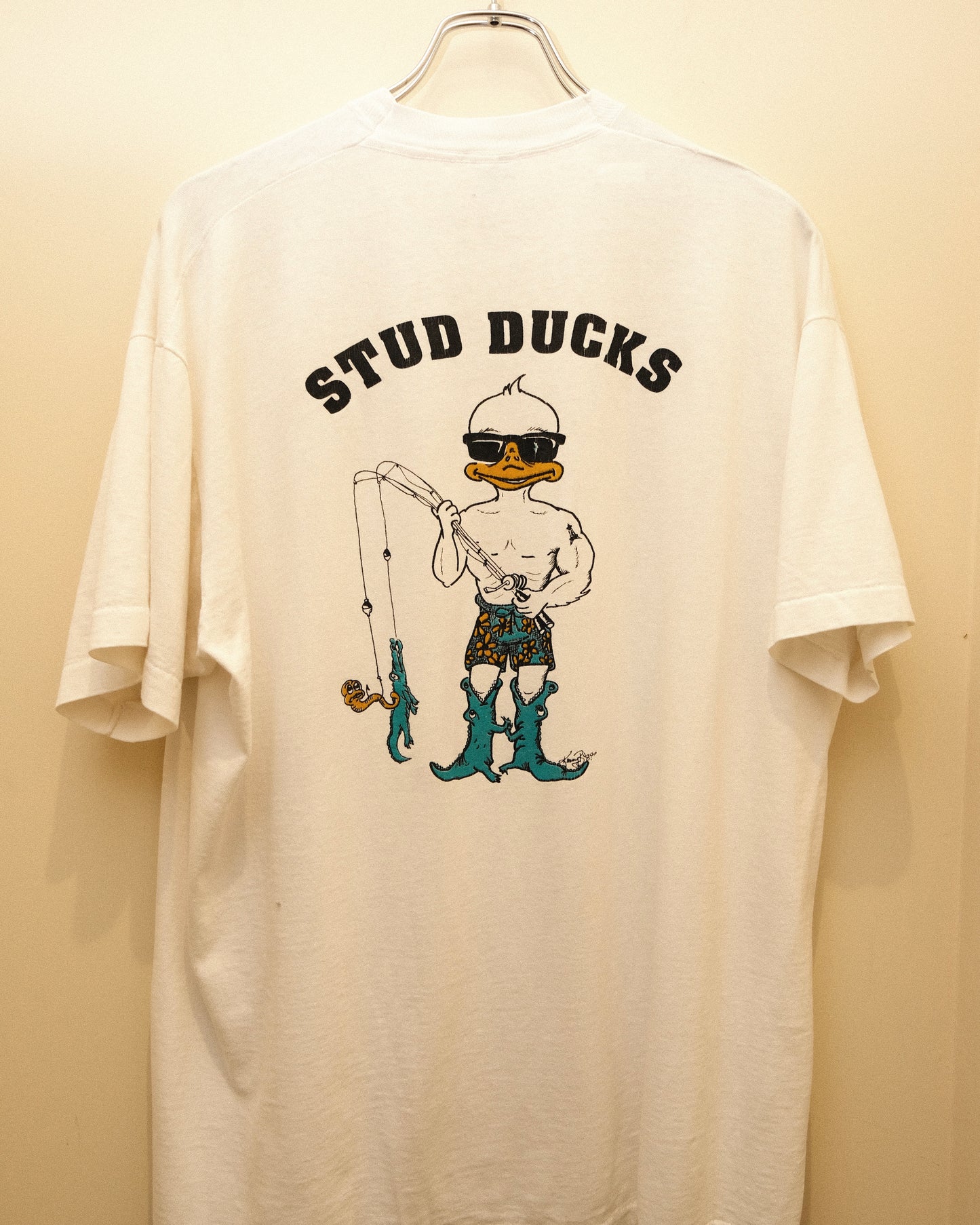 90s FRUIT OF THE LOOM - AQUA STUD DUCKS “Original Crew ’89”