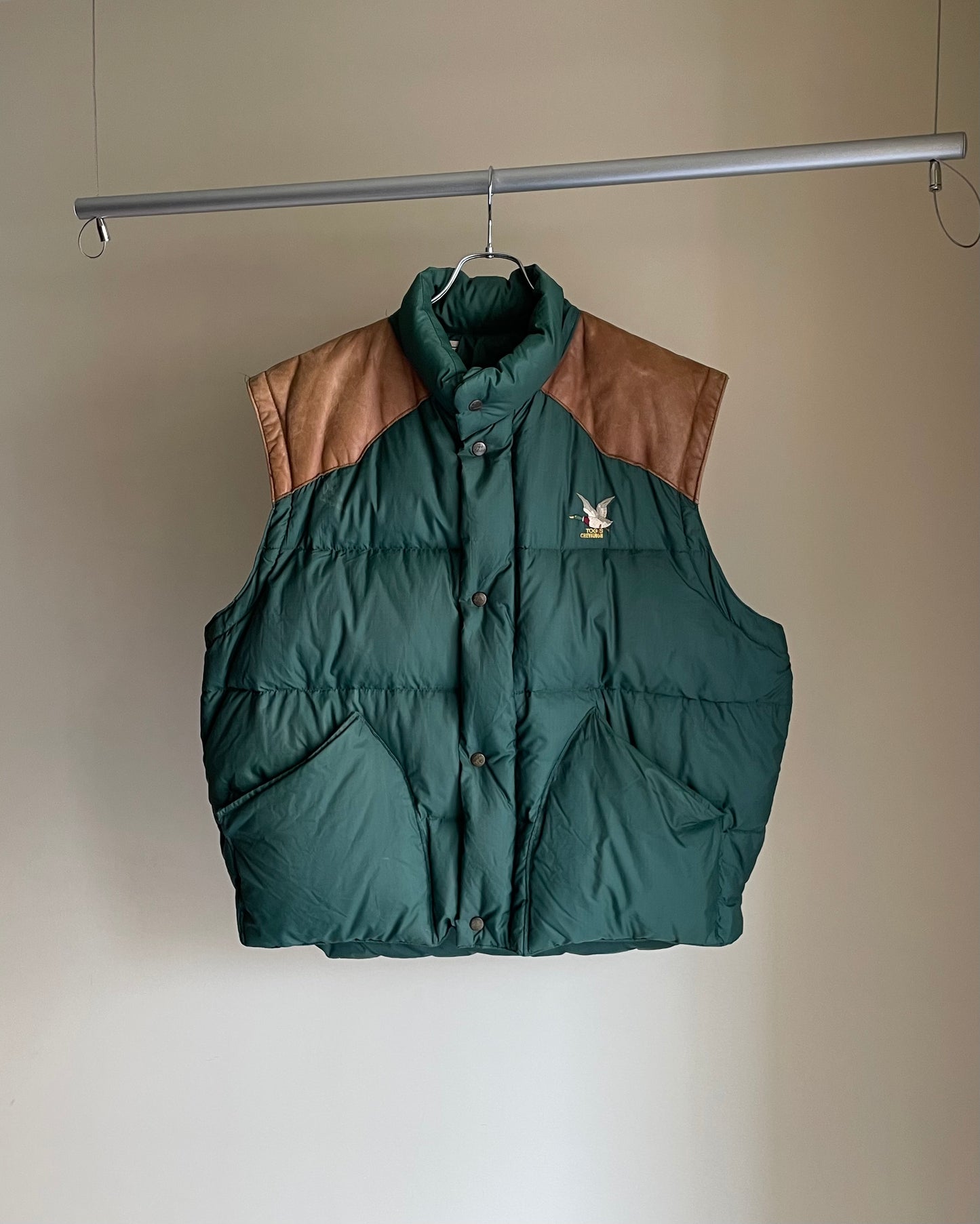 80s-90s Chevignon "Leather Yoke Down Jacket"