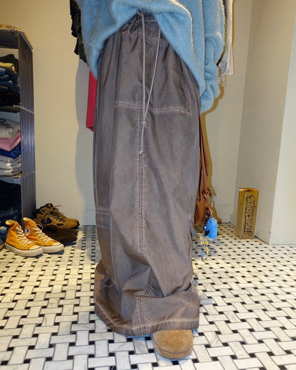 Drawstring Cargo Long Skirt