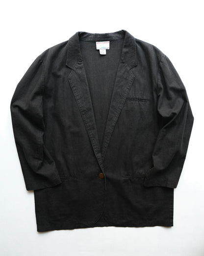Black Cotton Linen Jacket