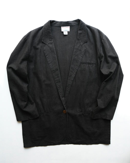 Black Cotton Linen Jacket