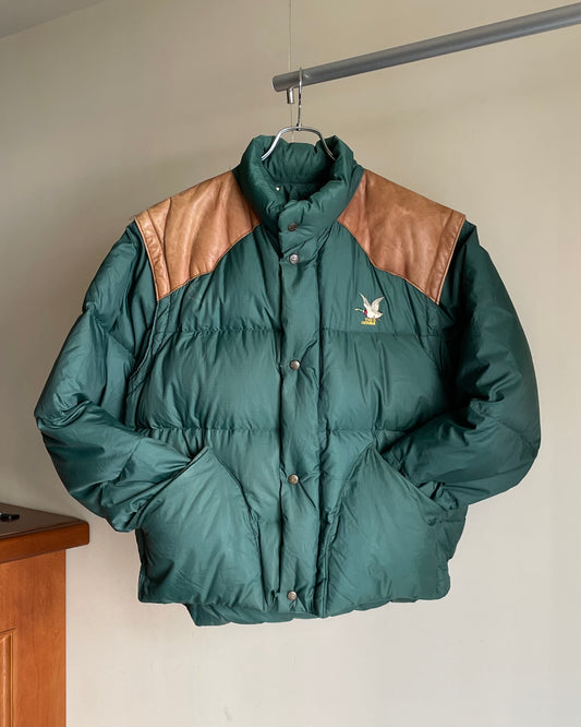 80s-90s Chevignon "Leather Yoke Down Jacket"