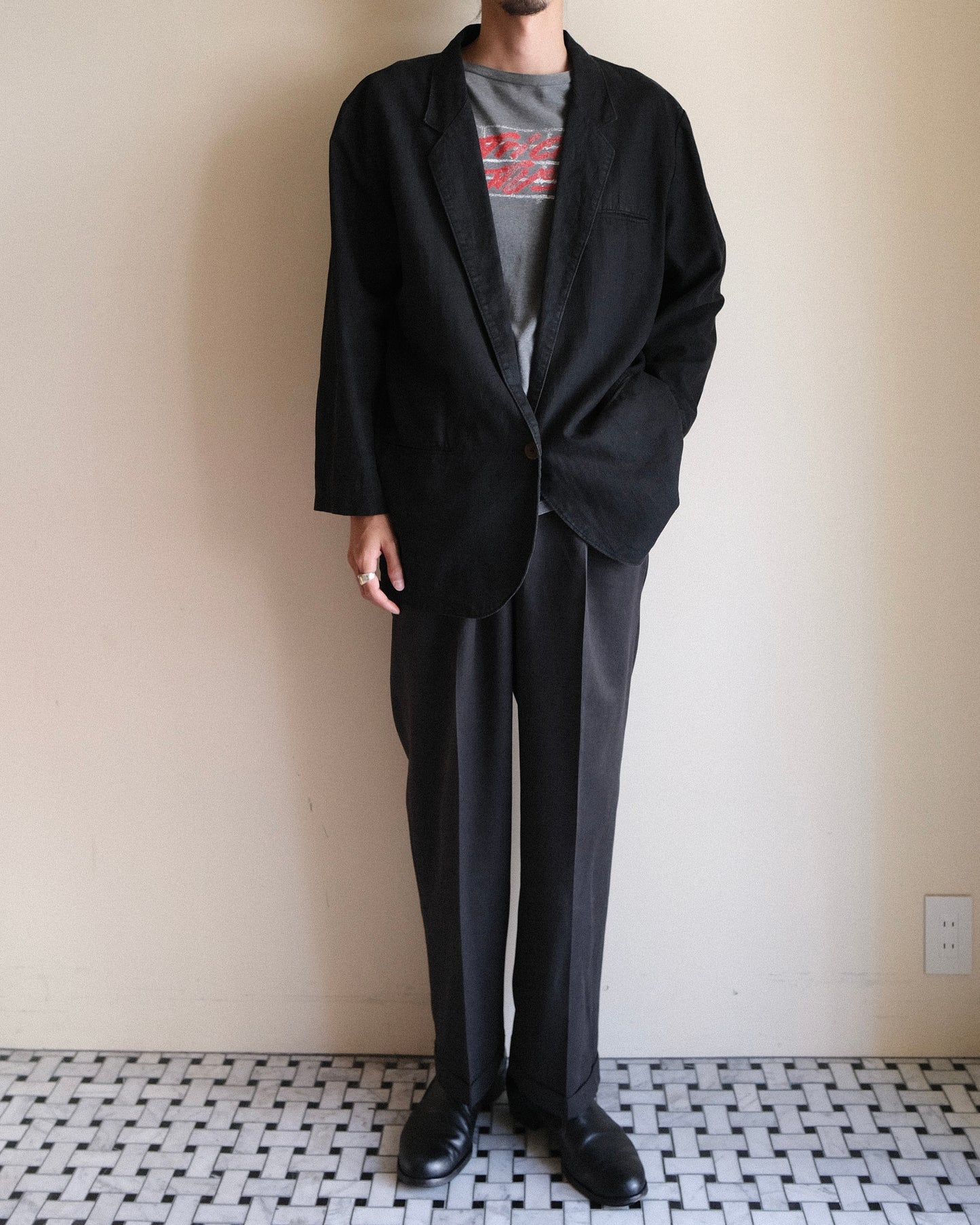 Black Cotton Linen Jacket