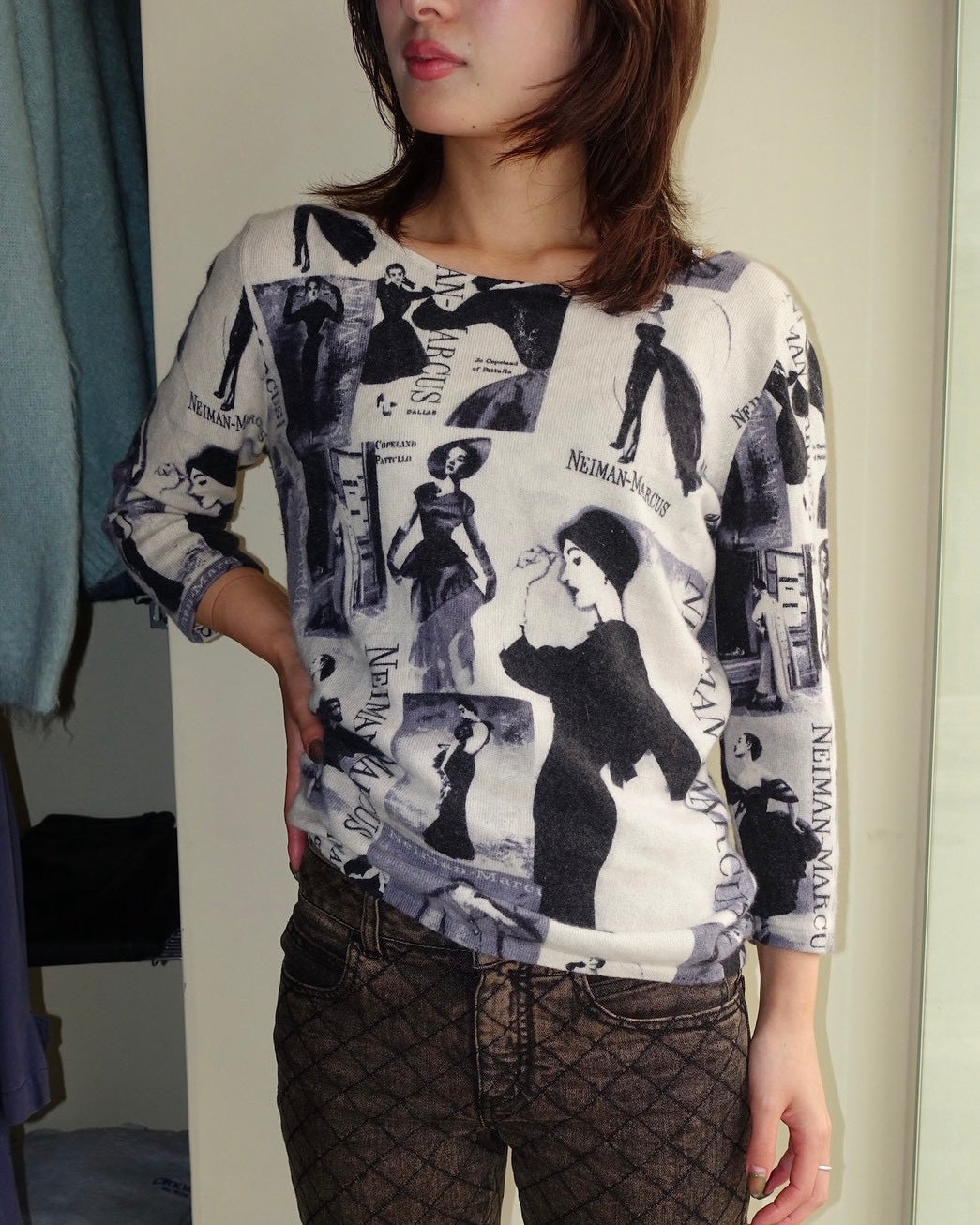 Neiman Marcus Graphic Cashmere Knit