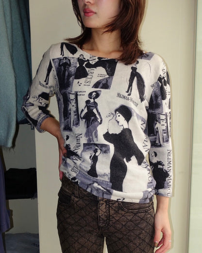 Neiman Marcus Graphic Cashmere Knit