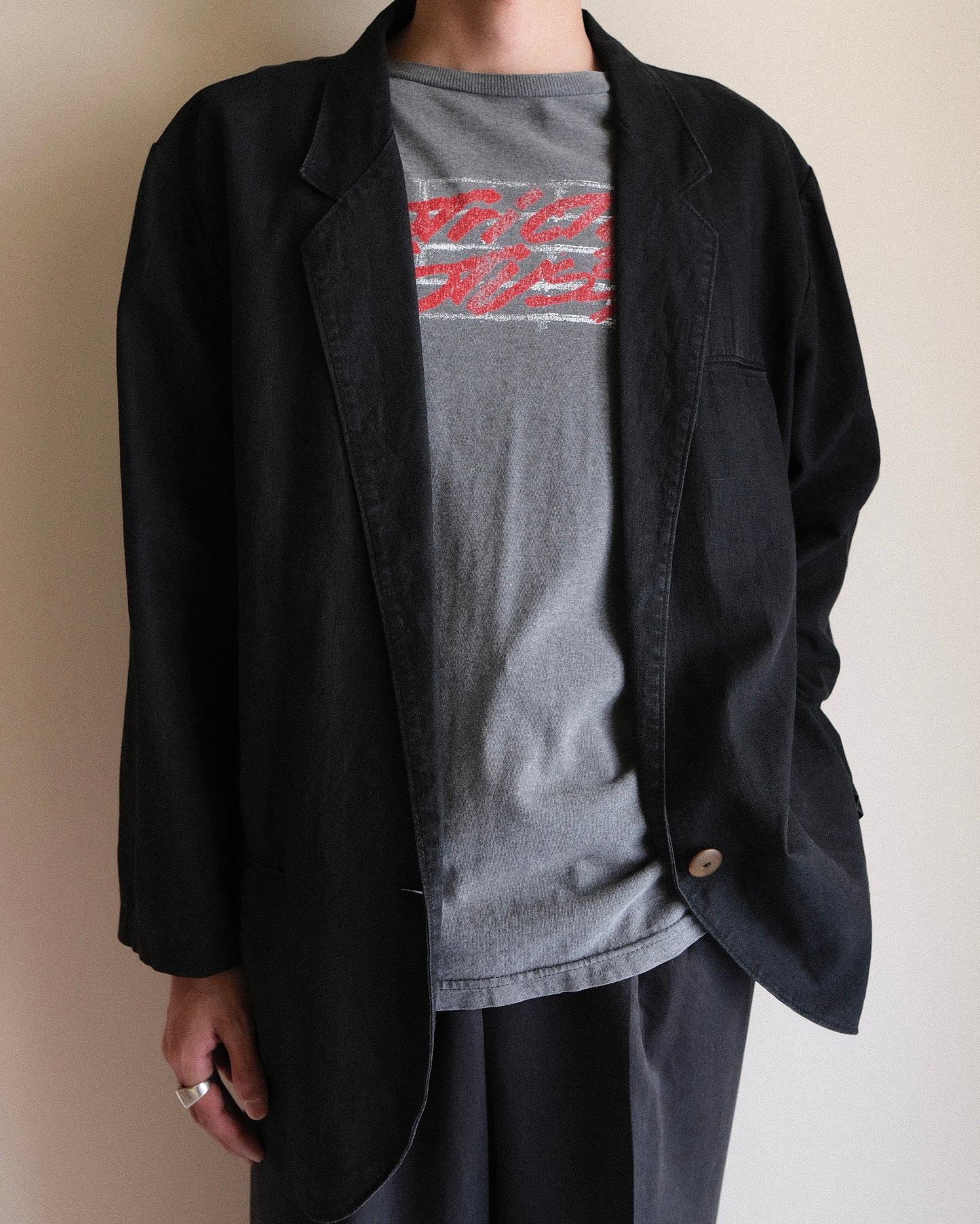Black Cotton Linen Jacket