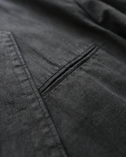 Black Cotton Linen Jacket