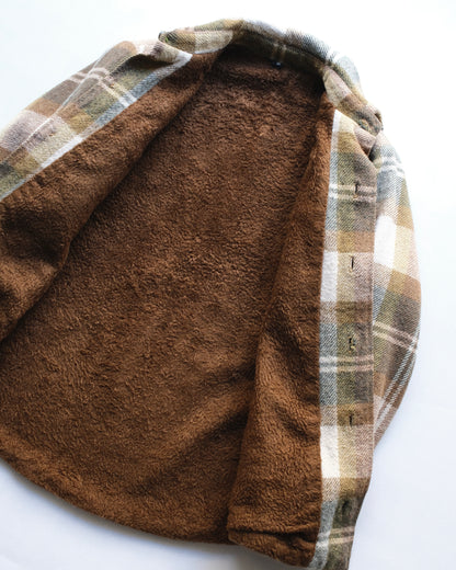 80s Plaid Pile Lined Shirt Jacket