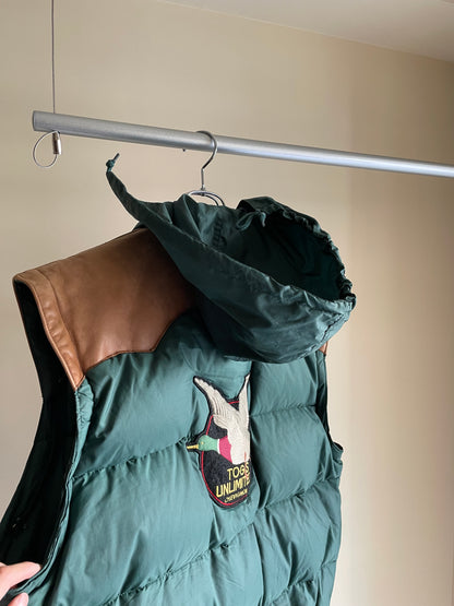 80s-90s Chevignon "Leather Yoke Down Jacket"