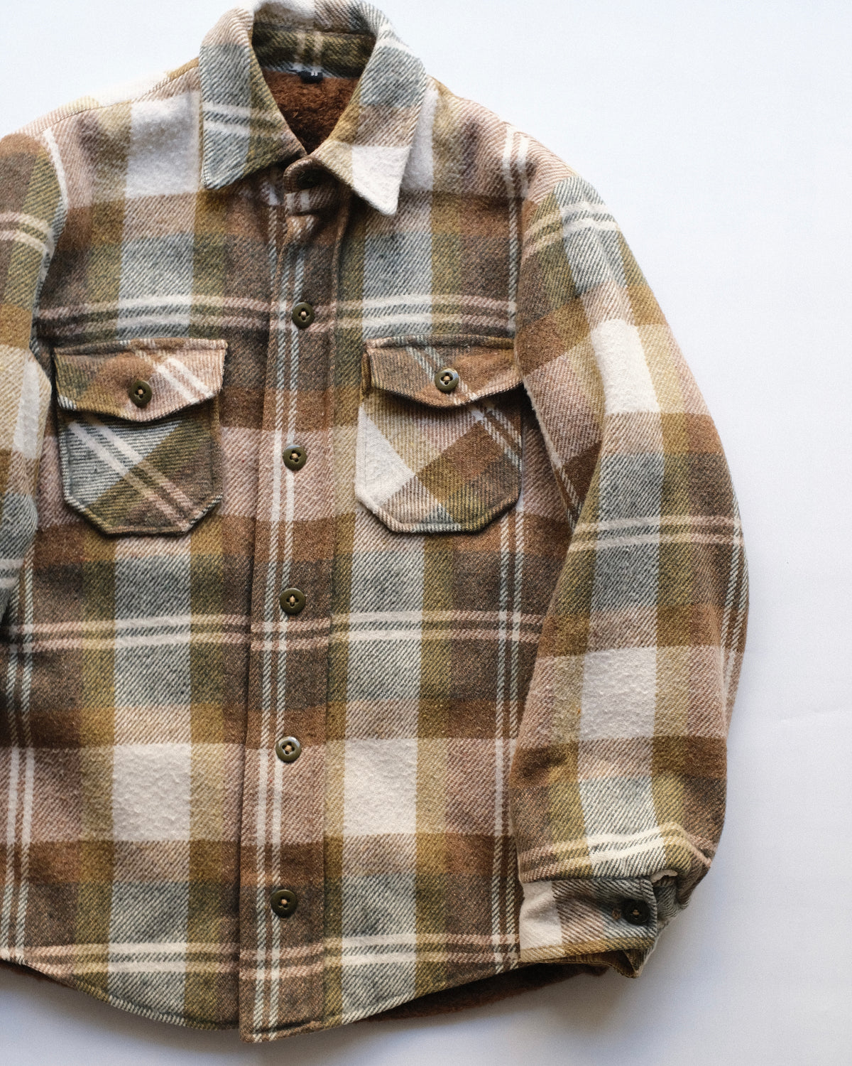 80s Plaid Pile Lined Shirt Jacket