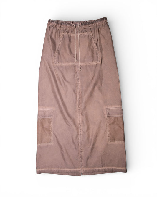 Drawstring Cargo Long Skirt