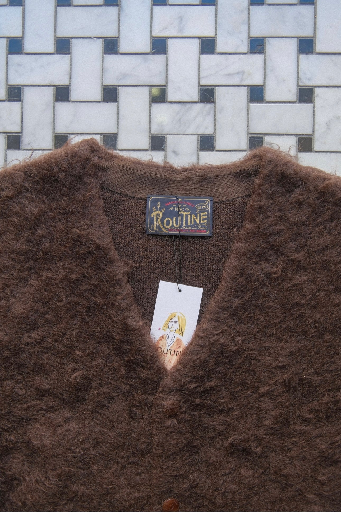 ROUTINE Mohair knit cardigan / Vintage Brown