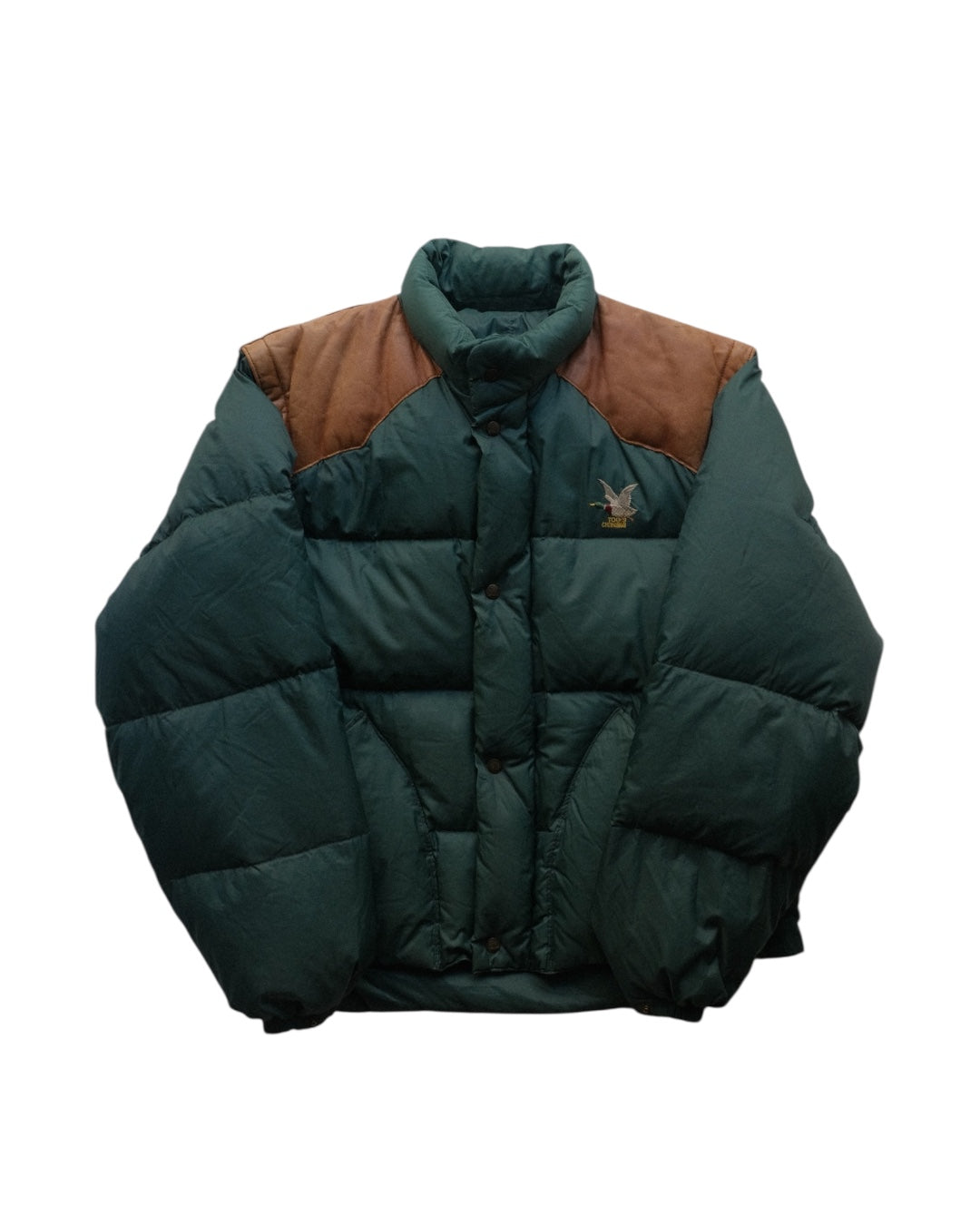 80's~90's Chevignon Leather Yoke Down Vest