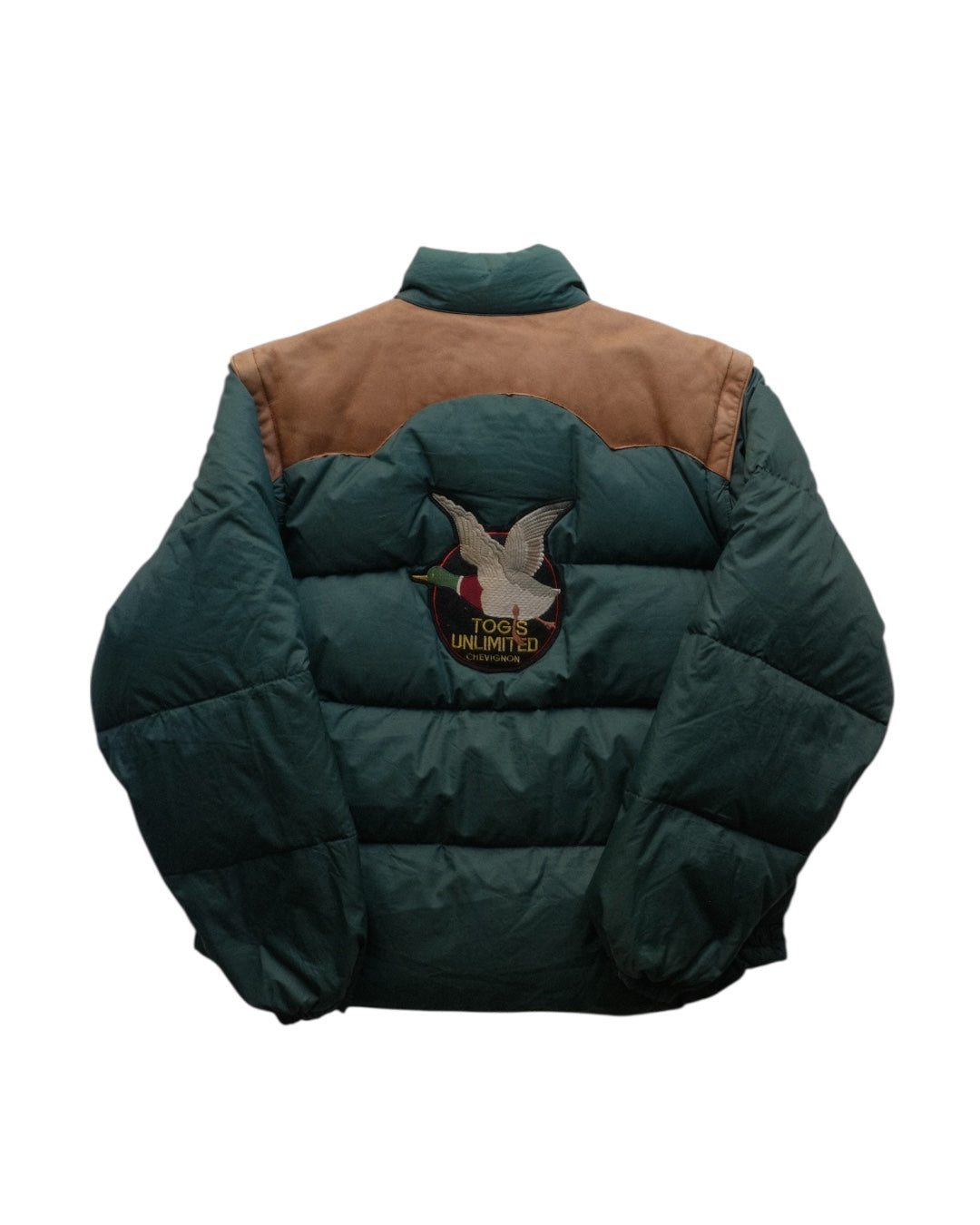 80's~90's Chevignon Leather Yoke Down Vest